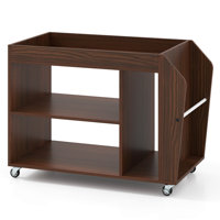 Side End Table 3-tier Bookshelf With Universal Wheels Rolling Nightstand Walnut Brown by Winston Porter