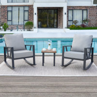 Outdoor Patio Rocking Chair Set With Side Table (2 Chairs And 1 Side Table) by Latitude Run