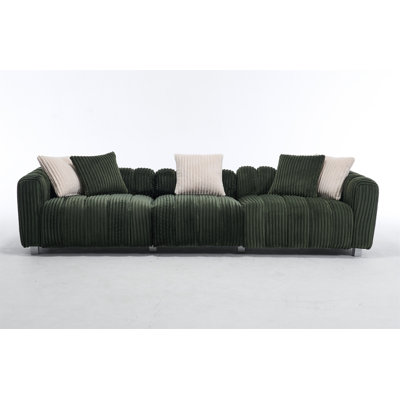 114" Corduroy Three-Seater Sofa – Sturdy Wooden Frame, Comfortable & Durable by Ivy Bronx