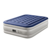 Blue & White Air Mattress With Built-In Pump Comfort Blow Up Mattress by Alwyn Home