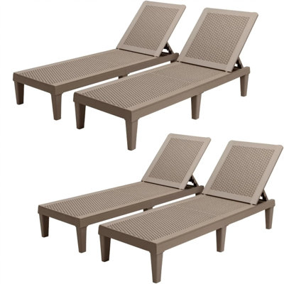 4 Pieces Weather-resistant Patio Lounge Chair, Outdoor Adjustable Chaise Lounge Chair by Latitude Run