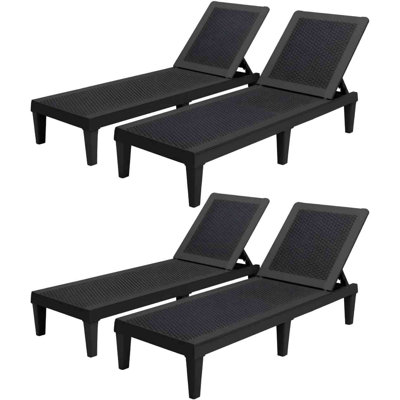 4 Pieces Weather-resistant Patio Lounge Chair, Outdoor Adjustable Chaise Lounge Chair by Latitude Run