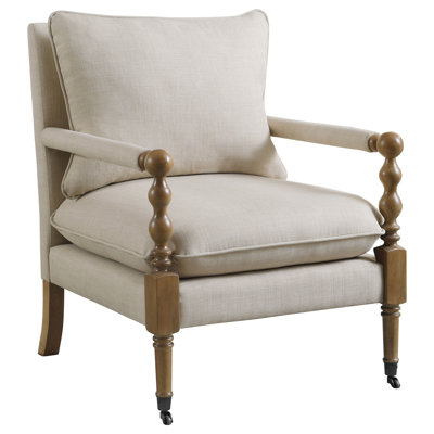 Dempsy Upholstered Accent Chair with Casters Beige by Latitude Run