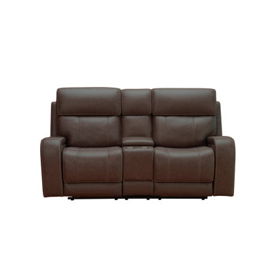 Borovnice Walnut Dual Power Console Loveseat W Popout Cup Holders by Latitude Run