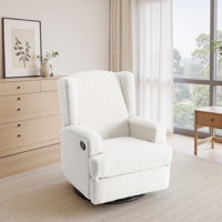 Upholstered Classic Wing Back Manual Handle Swivel Rock Glider Recliner