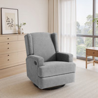 Upholstered Classic Wing Back Manual Handle Swivel Rock Glider Recliner by Latitude Run