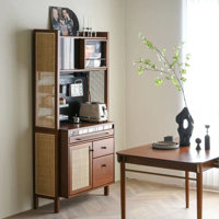 Nordic Solid Wood Rattan Household Kitchen Storage Food Cabinet by Bay Isle Home