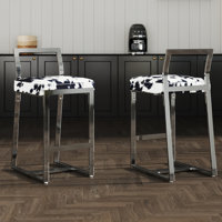 Modern Bar Stools Upholstered Counter Stool With Low Back And Metal Frame Industrial Island Chairs For Kitchen/Pub by 17 Stories