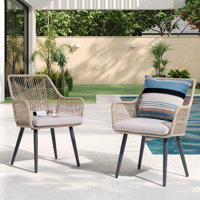 Outdoor Rattan Dining Chairs With Cushions by George Oliver