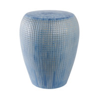 Ceramic Garden Stool Textured Design 18" H X 15" W Blue Glazed Finish Indoor/Outdoor Decor For Home, Office, Bedroom & Living Room by Dovecove