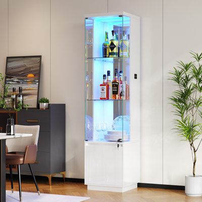 Wine Cabinets, Glass Display Cabinet With 3 Color Led Light by Wrought Studio