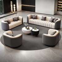Modern Gray Faux Leather Living Room Sofa Coffee Table Set by Orren Ellis