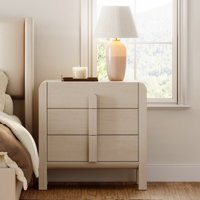 Adora Modern Wood Nightstand With 3 Drawers ,31.5" Large Mid-Century End Table,Curved Bedside Table Storage Cabinet For Bedroom, Living Room,Entryway by Ebern Designs