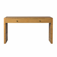 Trexm Curved Wooden Console Table – Rustic Entryway Table With 2 Drawers For Hallway, Living Room, Or Foyer. by Latitude Run
