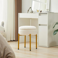 Vanity Stool Chair With Storage Multi-Functional Makeup Stool , Side Table Teddy Velvet, 4Cm Foam Support Storage Chairs by Mercer41
