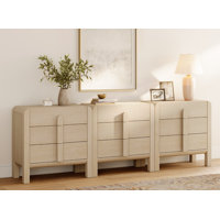 Adora Dresser For Bedroom, Mid Century Chest Of Drawers With Storage, 9 Drawer Dresser With Curved Profile Design, Wooden Modern Dresser For Living Ro by Ebern Designs