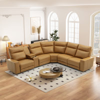 Modern 3-Piece Faux Leather Power Reclining Sectional Sofa With Cup Holders & Console & USB by Ebern Designs