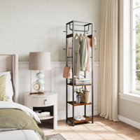 Independent Coat Rack, Hall Tree, With 3 Storage Racks And 12 Hooks by 17 Stories