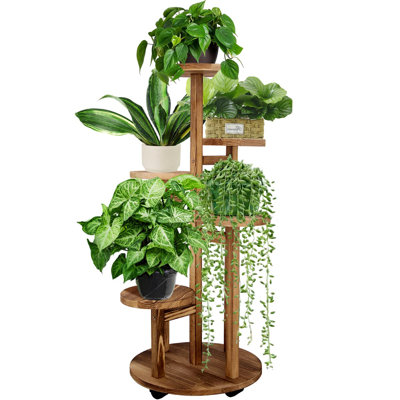 5 Tiered Tall Plant Stand For Indoor, Wood Plant Shelf Corner Display Rack, Multi-Tier Planter Pot Holder Flower Stand by Millwood Pines