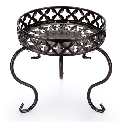 Metal Round Plant Stand Indoor Outdoor Flower Pot Holder, Heavy Duty Iron Plant Stand Display Potted Rack by Lark Manor