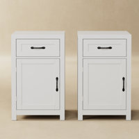 2 Pieces Tall Side Table,nightstand with Storage by Red Barrel Studio