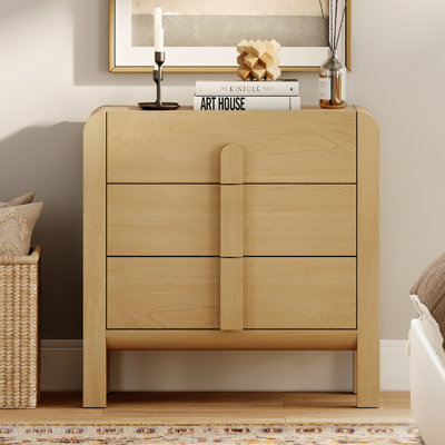 Wooden Baby Dresser With 3 Drawers, Kids Dressers With Wide Chest Of Drawers, Mid Century Modern Closet Storage Organizer, Small Dressers For Bedroom, by Ebern Designs