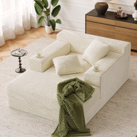 Cloudelle 66.93" Upholstered Chaise Lounge Corduroy Oversized Chair With Cup Holders Modern Single Couch by Ebern Designs