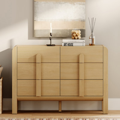 Adora Teen Dresser For Bedroom With 6 Drawers,47" Wide Modern Chest Of Drawers With Curved Profile Design, Wood Closet Clothes Storage Organizer For K by Ebern Designs
