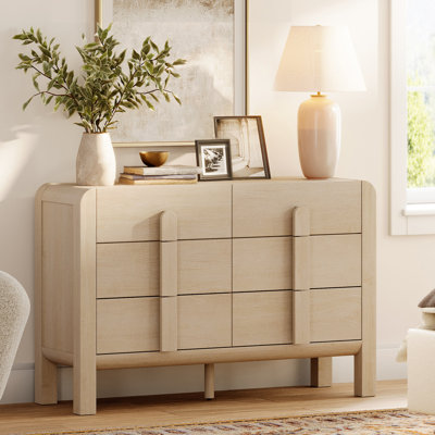 Adora Teen Dresser For Bedroom With 6 Drawers,47" Wide Modern Chest Of Drawers With Curved Profile Design, Wood Closet Clothes Storage Organizer For K by Ebern Designs
