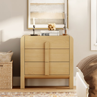 Adora Teen Dresser For Bedroom With 3 Drawers,31.5" Wide Modern Chest Of Drawers With Curved Profile Design, Wood Closet Clothes Storage Organizer For by Ebern Designs