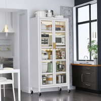 Open-Door Kitchen Shelving, Multilevel Microwave Storage Cabinet, Grey by Ivy Bronx