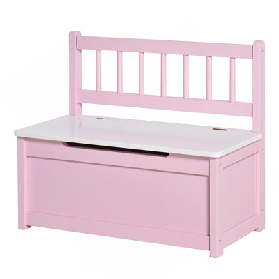 Qaba Toddler Toy Box Storage Bench With Large 27 L Interior, Kids Storage Bench Seat With Storage For Toddler Playroom Furniture, Kids Bedroom Furnitu by Harriet Bee