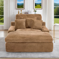 53.53" Oversized Upholstered Chaise Lounge Deep Seat Sleeper Sofa Single Couch - No Assembly Required by Mercer41