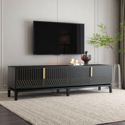 Glam TV Stand For Tvs Up To 85" With 4-Door Storage Cabinet, No Assembly Required