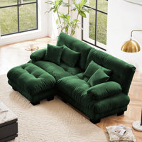 Luxurious Chenille Sectional Sofa for Living Room with Multiple Pillows and Ottoman
