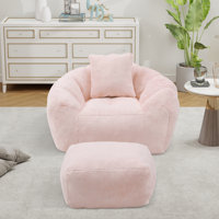 Oversized Bean Bag For Adults And Kids, Faux Fur Large Chair With Filler by Trule