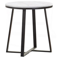 White Faux Marble And Matte Black Table_Coffee Table by Brayden Studio