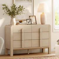 Adora 47.2" Wood Accent Cabinet With Drawers, Modern Credenza Storage Cabinet With Curved Profile Design For Living Room, Kitchen, Dining Room, Hallwa by Ebern Designs