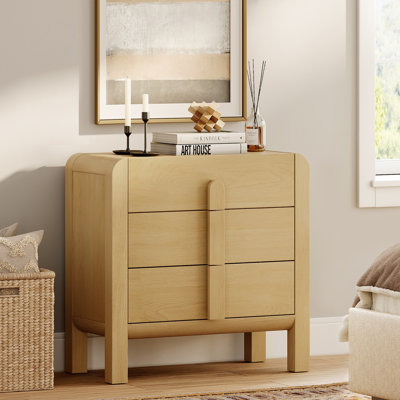 Adora 31.5" Wood Accent Cabinet With Drawers, Modern Credenza Storage Cabinet With Curved Profile Design For Living Room, Kitchen, Dining Room, Hallwa by Ebern Designs