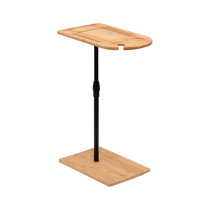 Height Adjustable C-shaped Bamboo Side Table Farmhouse Style For Living Room & Bedroom Comfort by 17 Stories