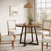 31.5" Small Round Kitchen Table, Industrial Dining Table for 2-4 by George Oliver