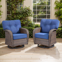 Agnes Outdoor Swivel Rocker Glider Chairs With T-Back Cushions (Set Of 2) by Lark Manor