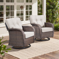 Agnes Outdoor Swivel Rocker Glider Chairs With T-Back Cushions (Set Of 2) by Lark Manor