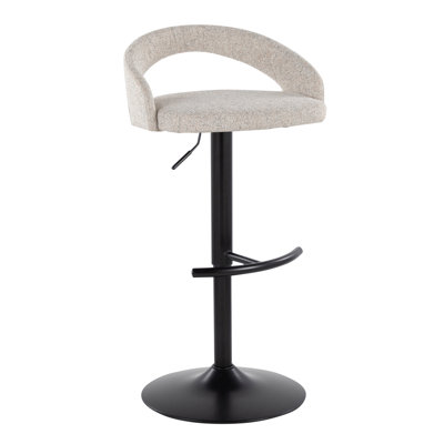 Grotto Upholstered Contemporary Adjustable Barstool in Chrome Metal and Fabric with T Footrest By by Mercer41