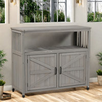 Wooden Patio Bar Table Set With Storage, Buffet Cabinet Sideboard For Outdoor And Indoor by Gracie Oaks