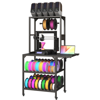 3d Printer Stand, Heavy Duty 3d Printer Table Stand With Filament Storage Rack, T-shaped Spools Holder Rack With Wheels,3d Printer Workbench For 3d Pr