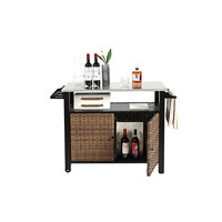 Outdoor Kitchen Wicker Island Rolling Cart With Cabinet by Bayou Breeze
