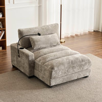45.27" One-Arm Chaise Lounge Upholstered Lounge Chair With Cell Phone Holder And Cup Holder by Latitude Run