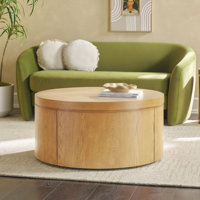 Modern Round Solid   Wood 36" Coffee Table With Hidden Storage by Latitude Run