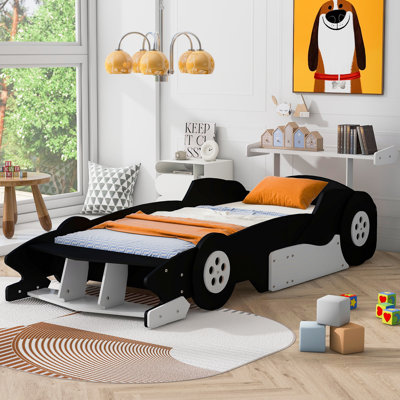 Metal Floor Bed Frame With Fence And Door, Modern Design, Durable Metal by Zoomie Kids